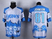 Wholesale Cheap Nike Lions #81 Calvin Johnson Blue Men's Stitched NFL Elite Noble Fashion Jersey