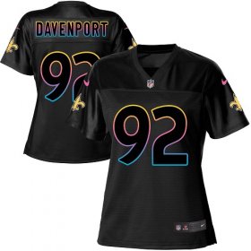 Wholesale Cheap Nike Saints #92 Marcus Davenport Black Women\'s NFL Fashion Game Jersey