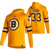 Wholesale Cheap Boston Bruins #33 Zdeno Chara Adidas Reverse Retro Pullover Hoodie Gold