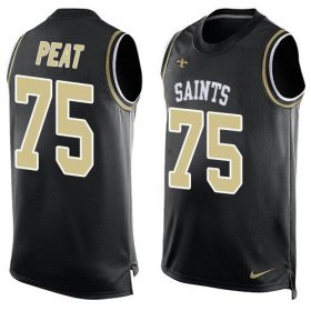 Wholesale Cheap Nike Saints #75 Andrus Peat Black Team Color Men\'s Stitched NFL Limited Tank Top Jersey