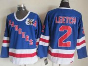 Wholesale Cheap Rangers #2 Brian Leetch Blue CCM 75TH Stitched NHL Jersey