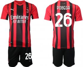 Wholesale Cheap Men 2021-2022 Club AC Milan home red 26 Soccer Jersey