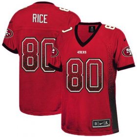 Wholesale Cheap Nike 49ers #80 Jerry Rice Red Team Color Women\'s Stitched NFL Elite Drift Fashion Jersey