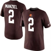 Wholesale Cheap Nike Cleveland Browns #2 Johnny Manziel Pride Name & Number NFL T-Shirt Brown