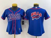 Wholesale Cheap Women's Buffalo Bills Royal Team Big Logo With Patch Cool Base Stitched Baseball Jersey