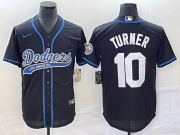 Wholesale Cheap Men's Los Angeles Dodgers #10 Justin Turner Black With Patch Cool Base Stitched Baseball Jersey