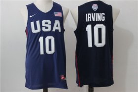 Wholesale Cheap 2016 Olympics Team USA Men\'s #10 Kyrie Irving Navy Blue Revolution 30 Swingman Basketball Jersey