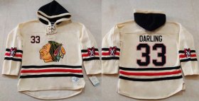 Wholesale Cheap Blackhawks #33 Scott Darling Cream Heavyweight Pullover Hoodie Stitched NHL Jersey