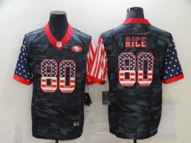 Wholesale Cheap Men\'s San Francisco 49ers #80 Jerry Rice USA Camo 2020 Salute To Service Stitched NFL Nike Limited Jersey