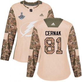 Cheap Adidas Lightning #81 Erik Cernak Camo Authentic 2017 Veterans Day Women\'s 2020 Stanley Cup Champions Stitched NHL Jersey