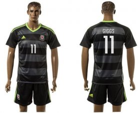 Wholesale Cheap Wales #11 Giggs Black Away Soccer Country Jersey