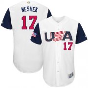 Wholesale Cheap Team USA #17 Pat Neshek White 2017 World MLB Classic Authentic Stitched MLB Jersey