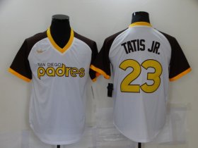 Wholesale Cheap Men\'s San Diego Padres #23 Fernando Tatis Jr White Stitched MLB Cooperstown Cool Base Nike Jersey