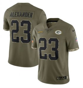 Wholesale Cheap Men\'s Green Bay Packers #23 Jaire Alexander 2022 Olive Salute To Service Limited Stitched Jersey