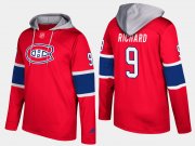 Wholesale Cheap Canadiens #9 Maurice Richard Red Name And Number Hoodie