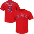 Wholesale Cheap Los Angeles Angels #5 Albert Pujols Majestic Official Name & Number T-Shirt Scarlet