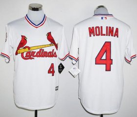 Wholesale Cheap Cardinals #4 Yadier Molina White New Cool Base Cooperstown Stitched MLB Jersey