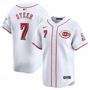 Cheap Men's Cincinnati Reds #7 Spencer Steer White Home Limited Stitched Baseball Jersey