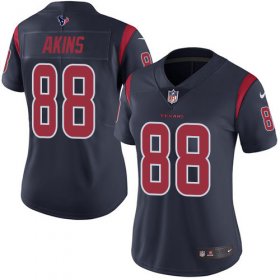 Wholesale Cheap Nike Texans #88 Jordan Akins Navy Blue Women\'s Stitched NFL Limited Rush Jersey
