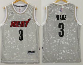 Wholesale Cheap Men\'s Miami Heat #3 Dwyane Wade Adidas 2015 Gray City Lights Swingman Jersey