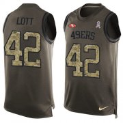Wholesale Cheap Nike 49ers #42 Ronnie Lott Green Men's Stitched NFL Limited Salute To Service Tank Top Jersey