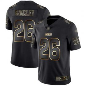 Wholesale Cheap Nike Giants #26 Saquon Barkley Black/Gold Men\'s Stitched NFL Vapor Untouchable Limited Jersey