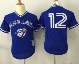 Wholesale Cheap Mitchell And Ness Blue Jays #12 Roberto Alomar Blue Throwback Stitched MLB Jersey