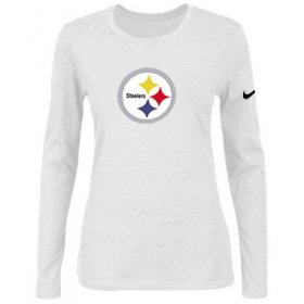 Wholesale Cheap Women\'s Nike Pittsburgh Steelers Of The City Long Sleeve Tri-Blend NFL T-Shirt White