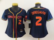 Wholesale Cheap Women's Houston Astros #2 Alex Bregman Number 2022 Navy Blue City Connect Cool Base Stitched Jersey