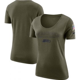 Wholesale Cheap Women\'s Seattle Seahawks Nike Olive Salute to Service Legend Scoop Neck T-Shirt