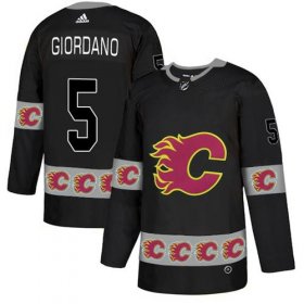 Wholesale Cheap Adidas Flames #5 Mark Giordano Black Authentic Team Logo Fashion Stitched NHL Jersey