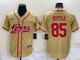 Wholesale Cheap Men\'s San Francisco 49ers #85 George Kittle Gold Stitched Cool Base Nike Baseball Jersey