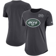 Wholesale Cheap NFL Women's New York Jets Nike Anthracite Crucial Catch Tri-Blend Performance T-Shirt