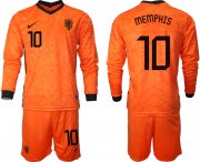 Wholesale Cheap Men 2021 European Cup Netherlands home long sleeve 10 soccer jerseys