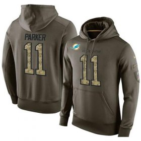 Wholesale Cheap NFL Men\'s Nike Miami Dolphins #11 DeVante Parker Stitched Green Olive Salute To Service KO Performance Hoodie