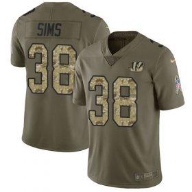 Wholesale Cheap Nike Bengals #38 LeShaun Sims Olive/Camo Youth Stitched NFL Limited 2017 Salute To Service Jersey