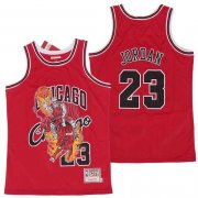 Wholesale Cheap Men's Chicago Bulls #23 Michael Jordan Red Hardwood Classics Skull Edition Jersey