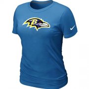 Wholesale Cheap Women's Nike Baltimore Ravens Logo NFL T-Shirt Light Blue