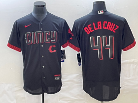 Wholesale Cheap Men\'s Cincinnati Reds #44 Elly De La Cruz Black 2023 City Connect Cool Base Stitched Jersey 1