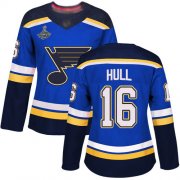 Wholesale Cheap Adidas Blues #16 Brett Hull Blue Home Authentic Stanley Cup Champions Women's Stitched NHL Jersey