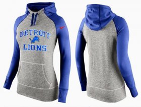 Wholesale Cheap Women\'s Nike Detroit Lions Performance Hoodie Grey & Blue_2
