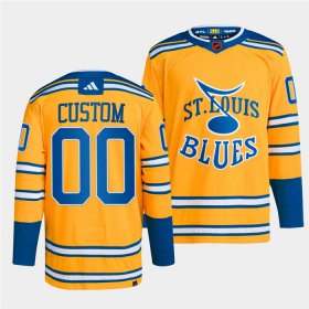 Wholesale Cheap Men\'s St. Louis Blues Custom Yellow 2022-23 Reverse Retro Stitched Jersey