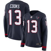 Wholesale Cheap Nike Texans #13 Brandin Cooks Navy Blue Team Color Women's Stitched NFL Limited Therma Long Sleeve Jersey