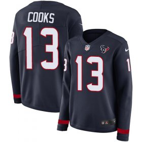 Wholesale Cheap Nike Texans #13 Brandin Cooks Navy Blue Team Color Women\'s Stitched NFL Limited Therma Long Sleeve Jersey