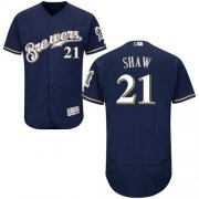 Wholesale Cheap Brewers #21 Travis Shaw Navy Blue Flexbase Authentic Collection Stitched MLB Jersey