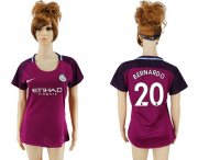 Wholesale Cheap Women's Manchester City #20 Bernardo Away Soccer Club Jersey