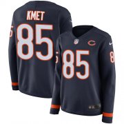 Wholesale Cheap Nike Bears #85 Cole Kmet Navy Blue Team Color Women's Stitched NFL Limited Therma Long Sleeve Jersey
