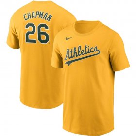 Wholesale Cheap Oakland Athletics #26 Matt Chapman Nike Name & Number T-Shirt Gold