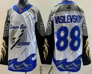 Cheap Men's Tampa Bay Lightning #88 Andrei Vasilevskiy White 2022 Reverse Retro Authentic Jersey