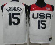 Wholesale Cheap Men's USA Basketball #15 Devin Booker 2021 White Olympics Stitched Home Jersey